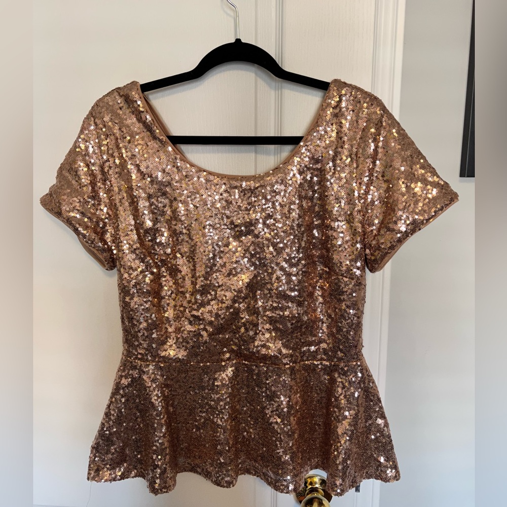 Forever 21 | Champagne Gold Sequin Peplum Top